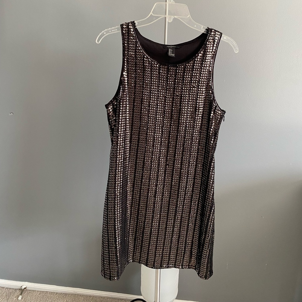 BLACK SQUIN MINI DRESS SLEEVELESS